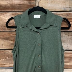 Anthropologie green button down sleeveless dress